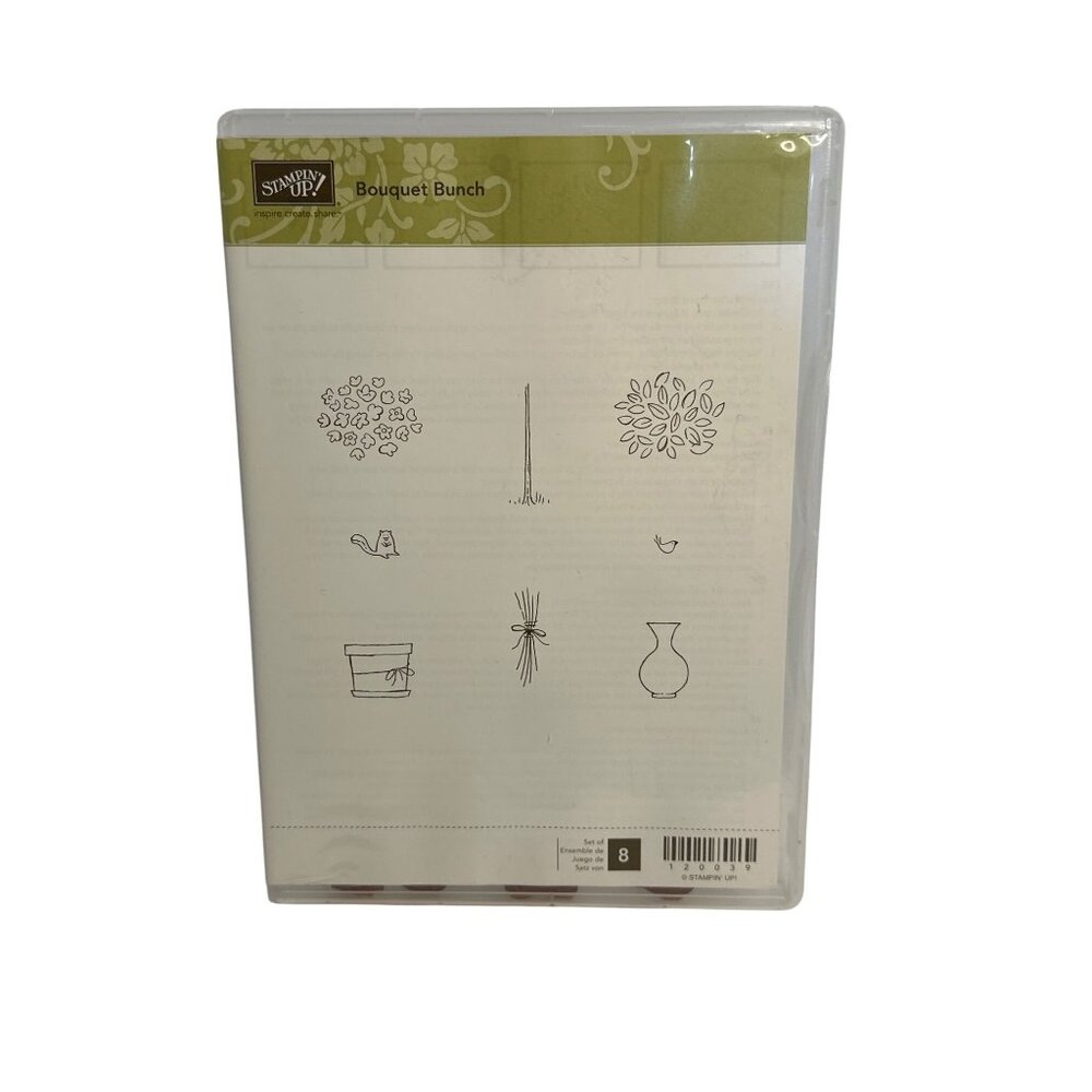 PREOWNED Stampin’ Up! “Bouquet Bunch” 8-Piece Cling Stamp Set Floral Collection‎